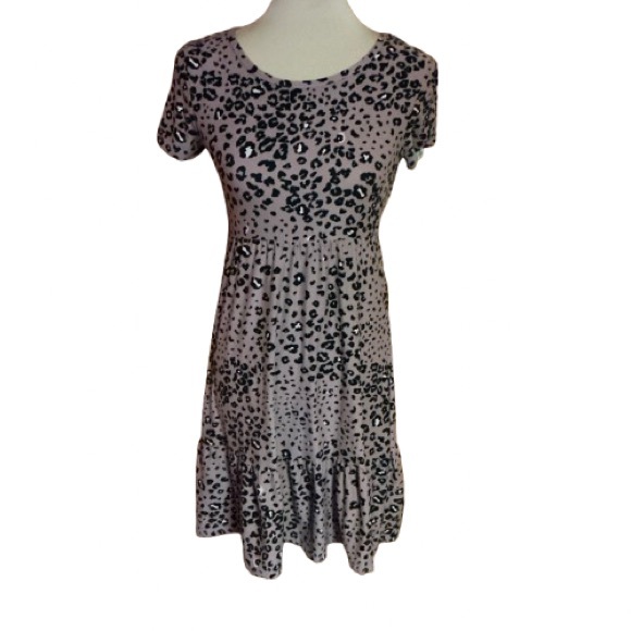 Pink Rose Cheetah ruffle dress - Picture 1 of 10